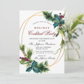 Invitation Pine Cones Holly Noël Fête Cocktail (Debout devant)