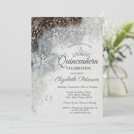 Invitation Pine Cones Quinceañera (Debout devant)