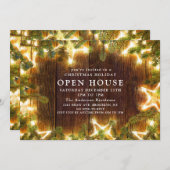 Invitation Pine Cones Rustique Maison ouverte de Noël (Devant / Derrière)