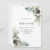 Invitation Pine cônes verts feuille Noël (Devant)