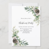 Invitation Pine cônes verts feuille Noël (Devant)
