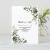 Invitation Pine cônes verts feuille Noël (Debout devant)