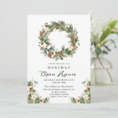 Invitation Pine Cones Wreath CHRISTMAS Holiday Open House (Debout devant)