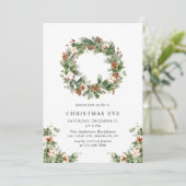 Invitation Pine Cones Wreath Vacances NOËL EVE Party (Debout devant)