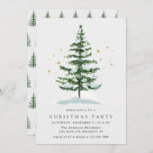 Invitation Pine d'aquarelle Noël (Devant / Derrière)