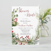 Invitation Pine de Berries Rouge Douche La Mariée (Debout devant)