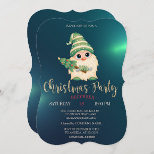Invitation Pine de Gnome, Green Christmas Company Party