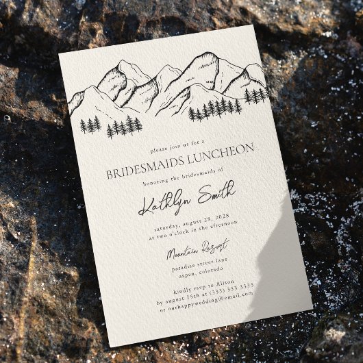 Invitation Pine de montagne Arbre extérieur Bridesmaitres Déj