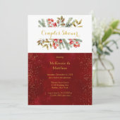 Invitation Pine de Noël Berrie Burgundy Gold Couples Douche (Debout devant)