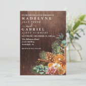 Invitation Pine de Noël d'hiver Bouquet Mariage en bois (Debout devant)