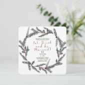 Invitation Pine d'hiver Berry manger Boire être marié Mariage (Debout devant)