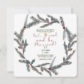 Invitation Pine d'hiver Berry manger Boire être marié Mariage (Devant)