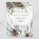 Invitation Pine d'hiver cônes Pins de neige Branches (Devant / Derrière)