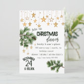 Invitation Pine d'hiver et Gold Vacances Étoiles Dîner (Debout devant)