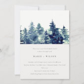 Invitation Pine d'hiver Forêt de neige Fiançailles d'aquarell (Devant)