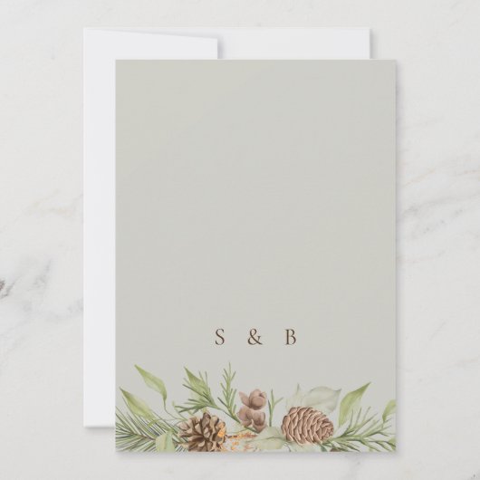 Invitation Pine d'hiver moderne Beige Mariage élégant (Dos)