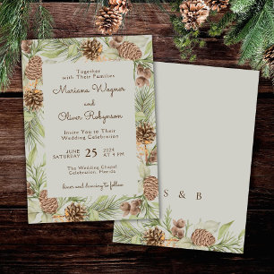 Invitation Pine d'hiver moderne Beige Mariage élégant