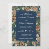 Invitation Pine d'hiver moderne Marine Bleu Mariage élégant (Devant)