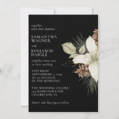 Invitation Pine d'hiver moderne Noir et blanc Mariage élégant (Devant)