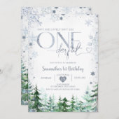 Invitation Pine d'hiver n'est-elle pas magnifique 1er anniver (Devant / Derrière)