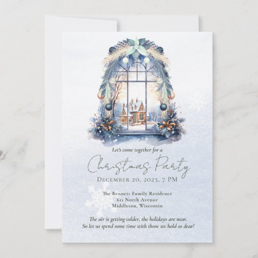 Invitation Pine d'hiver paysage forestier Aquarelle Noël (Devant)