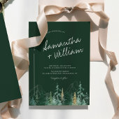 Invitation PINE Emerald Green et Gold Mountains Mariage