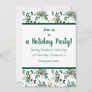 Invitation Pine et Holly Fête