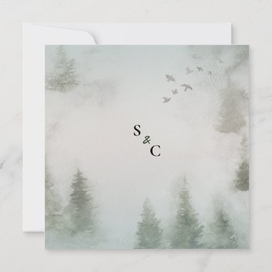 Invitation Pine Forest Dusty Rose Mariage d'aquarelle (Dos)