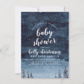 Invitation Pine Forest & Night Sky Winter Baby shower (Devant)