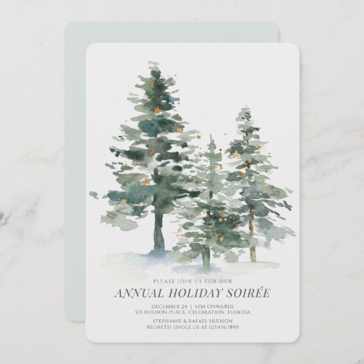 Invitation Pine Forest Noël (Devant / Derrière)