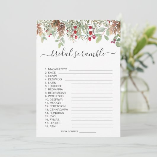 Invitation Pine Greenery Word (Debout devant)