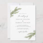 Invitation Pine minimaliste Branche Mariage hivernal Code QR (Devant)