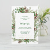 Invitation Pine Needles Red Berry Christmas Party (Debout devant)