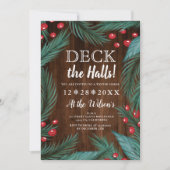 Invitation Pine Noël mistletoe bois pont les halls (Devant)