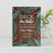 Invitation Pine Noël mistletoe bois pont les halls (Debout devant)
