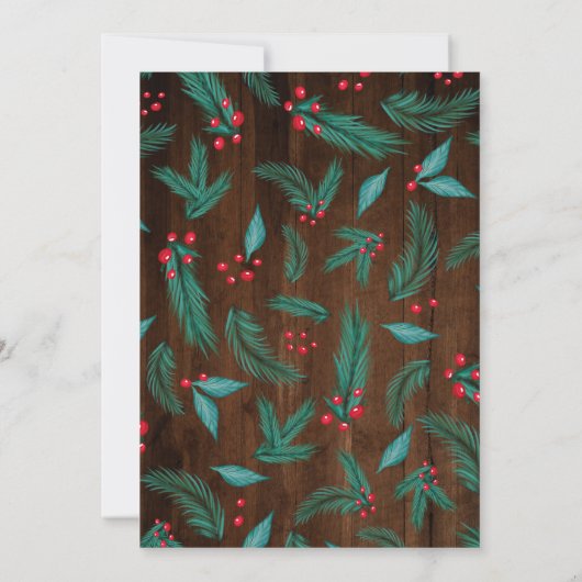 Invitation Pine Noël mistletoe bois pont les halls (Dos)