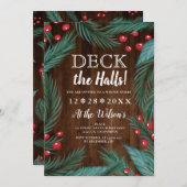 Invitation Pine Noël mistletoe bois pont les halls (Devant / Derrière)