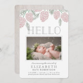 Invitation Pine rose cône blanc Photo (Devant / Derrière)