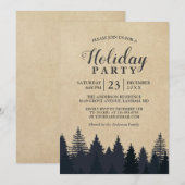 Invitation Pine rustique Kraft Fête de Noël Kraft (Devant / Derrière)