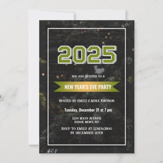 Invitation Pine Tree 2025 Nouvel An's Eve année personnalisée (Devant)