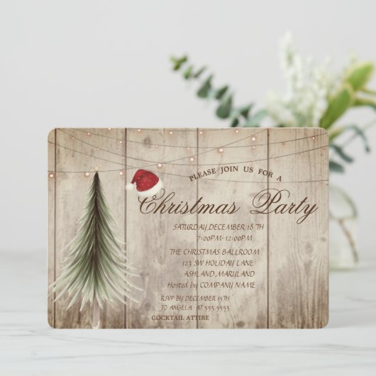 Invitation Pine Tree, Bois Texture Noël Corporé (Debout devant)