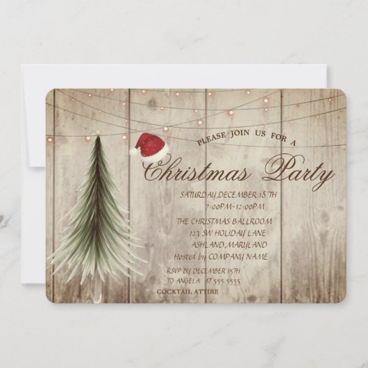 Invitation Pine Tree, Bois Texture Noël Corporé (Devant)