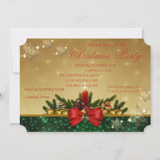 Invitation Pine Tree, Bougie rouge, Bow, Fête de Noël de l'en (Devant)