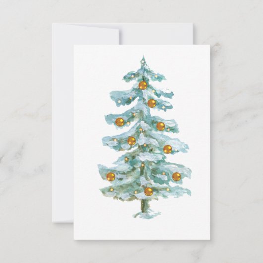 Invitation Pine Tree, Boules d'or, Fête de Noël (Dos)