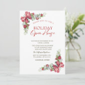 Invitation Pine Tree Branche, Boule, Bow Holiday Open House (Debout devant)