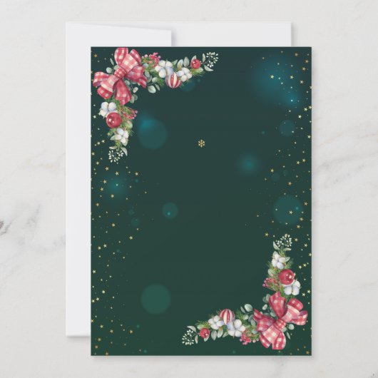 Invitation Pine Tree Branche, Boule, Bow Holiday Open House (Dos)