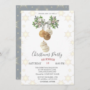 Invitation Pine Tree Branche Bow Christmas Balls Noël