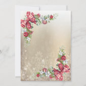 Invitation Pine Tree Branches Snowflakes Gold Party (Dos)