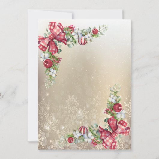 Invitation Pine Tree Branches Snowflakes Gold Party (Dos)