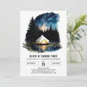 Invitation Pine Tree Campout Voyage Anniversaire (Debout devant)